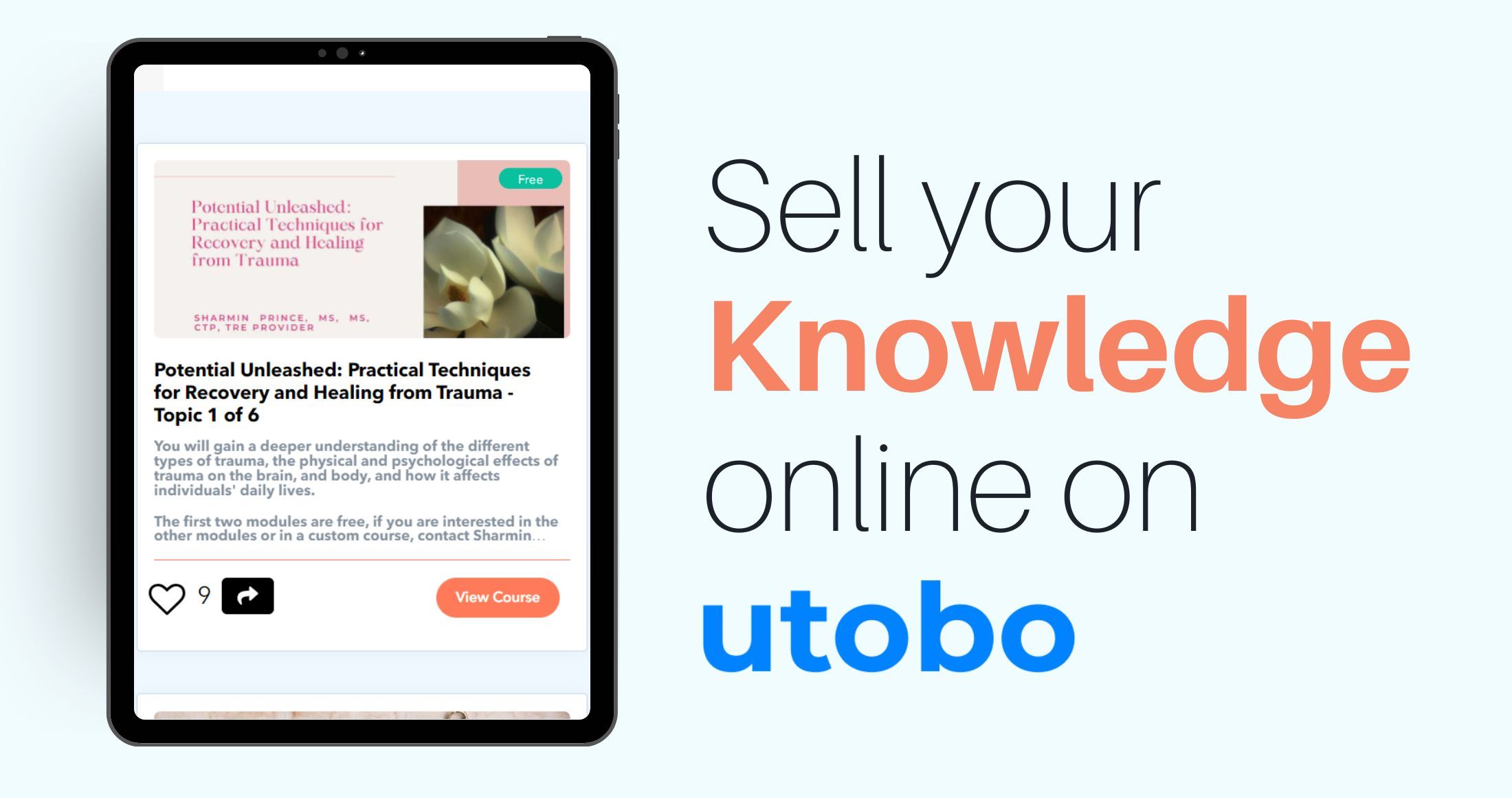 Monetize your knowledge with utobo and earn a passive income
