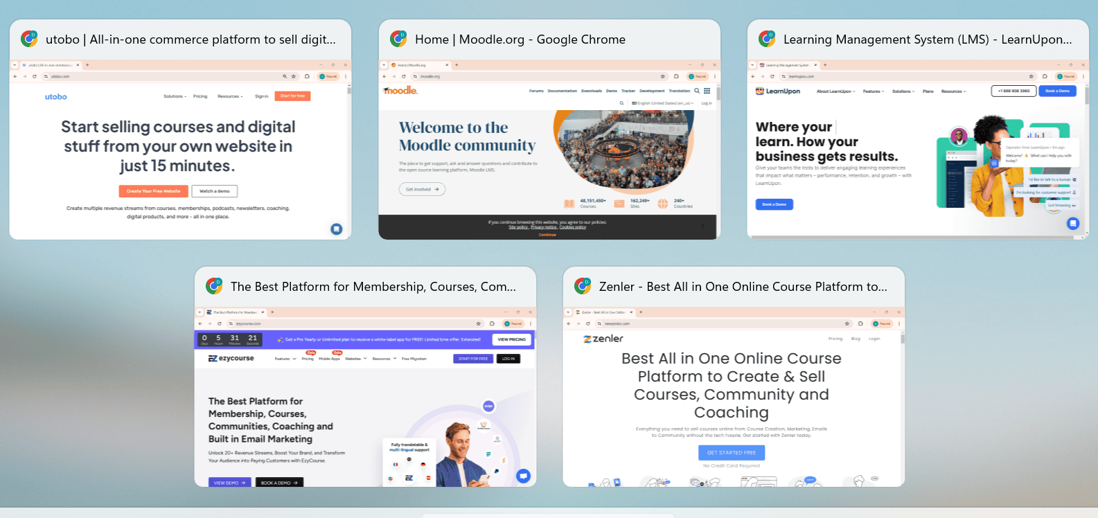 Comparative Review: utobo vs. Moodle vs. LearnUpon vs. ezycourse vs. Zenler